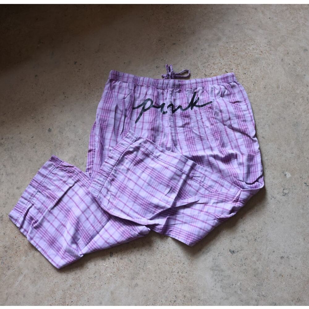 Victoria's Secret PINK Purple Plaid Flannel Pajama Pants XXL
